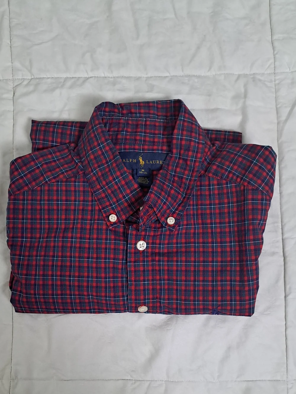 Ralph Lauren Red & Navy Plaid Button-Down Shirt Boys 10-12